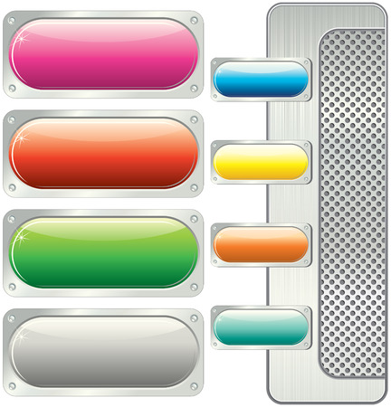 vector template Glossy buttons with metallic panels のイラスト素材