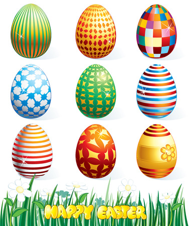 Collection of beauty easter eggs.Vector clip artのイラスト素材