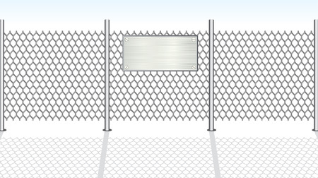 Chain link fence with metallic sign for your textのイラスト素材
