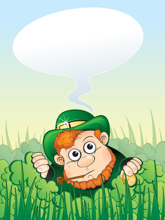 St. Patrick's Day, Leprechaun with speech (vector clip art)のイラスト素材