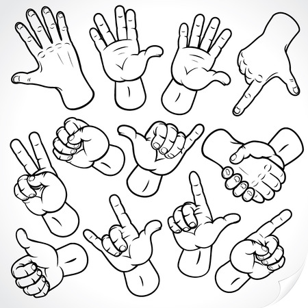 Contour hands collection-accuracy sketching of hand gestures - color version at portfolioのイラスト素材