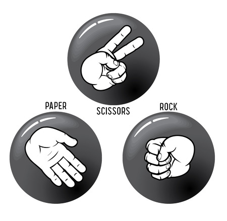 Rock - Paper - Scissors,   buttons. To see similar - please visit at my gallery.のイラスト素材