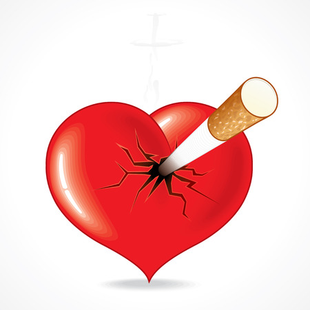 Smoking kills -   Illustration of red heart impaled by cigarette.  To see more - please visit at my gallery.のイラスト素材