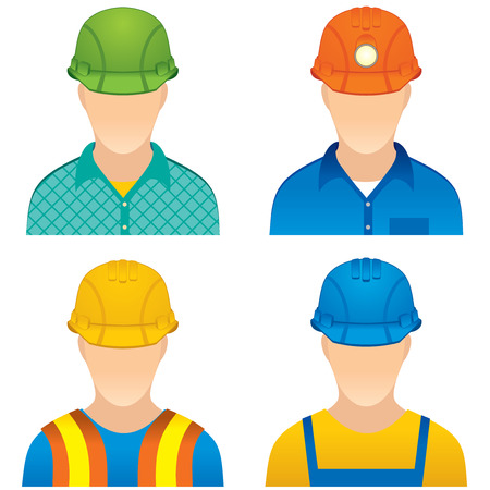 Various Worker icons - include home worker, road builder, construction worker and miner dummyのイラスト素材