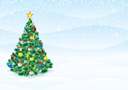 Christmas Background with detailed Christmas Tree  のイラスト素材