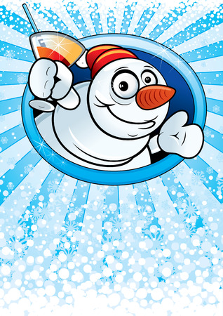 Card with funny cartoon Snowmanのイラスト素材