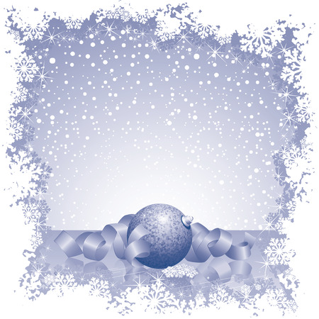 Abstract Monochrome Christmas card with ball, ribbons, and snowflakesのイラスト素材