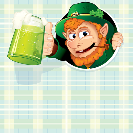 Patrick's day. Leprechaun with green beerのイラスト素材