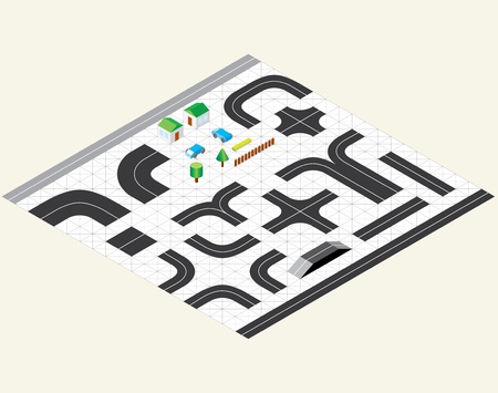 Road Map Kit - vector elements to create your own isometric city mapのイラスト素材