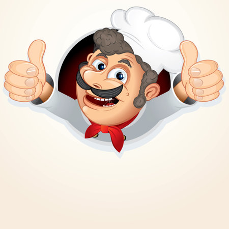 Cheerful Chef Cook, vector cartoon illustrationのイラスト素材