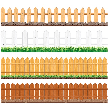 Vector Illustration of Various Wooden Fences and other Barriersのイラスト素材