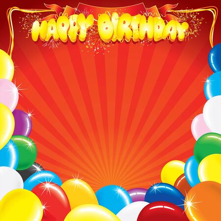 Multicolor Balloons with the words Happy Birthday, template for your card designのイラスト素材