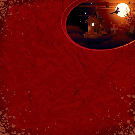 Vector Halloween Background with Flying Witchのイラスト素材