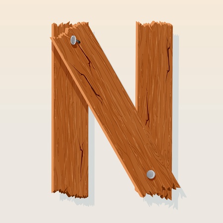Letter N From vector Wooden Alphabetのイラスト素材
