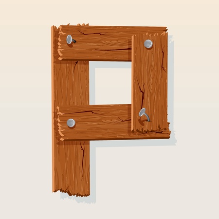 Letter P From vector Wooden Alphabetのイラスト素材