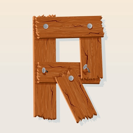 Letter R From vector Wooden Alphabetのイラスト素材
