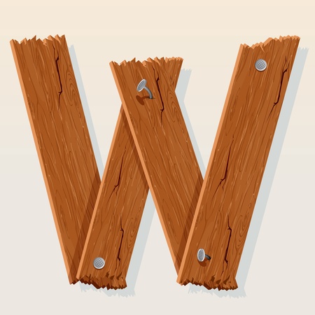 Letter W From vector Wooden Alphabetのイラスト素材