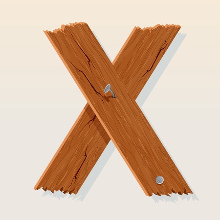 Letter X From vector Wooden Alphabetのイラスト素材