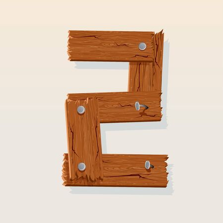 Number 2 from Wooden Grunge Alphabet, isolated vector design elementのイラスト素材