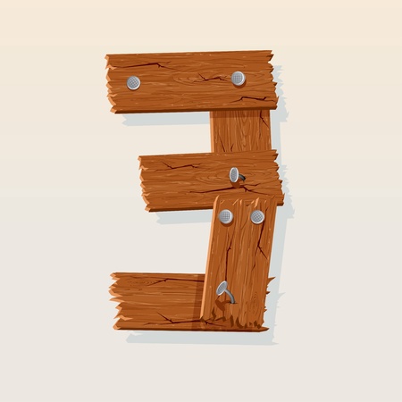 Number 3 from Wooden Grunge Alphabet, isolated vector design elementのイラスト素材