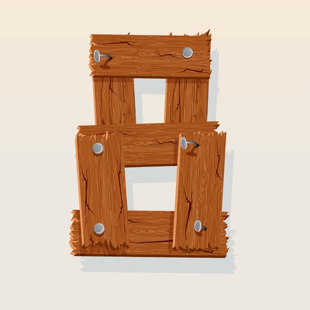 Number 8 from Wooden Grunge Alphabet, isolated vector design elementのイラスト素材