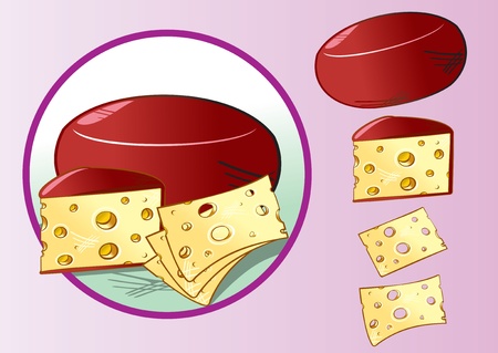 Illustration of Cheese with cheese slices, vector elementsのイラスト素材