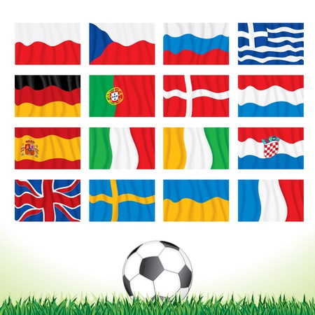 Vector Collection of National Waving Flags for European Football Championship 2012のイラスト素材