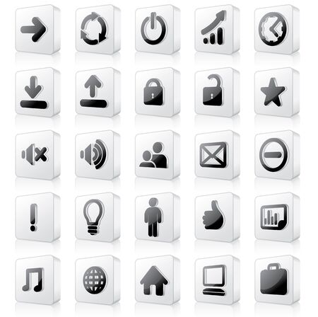 3D Monochrome Interface Icons  Vector Set  1のイラスト素材