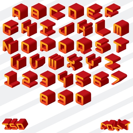 Isometric Alphabet  Cartoon Vector Fontのイラスト素材