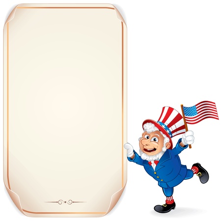 Illustration of Cartoon Uncle Sam with Sign  Perfect for a Fourth of July Design のイラスト素材