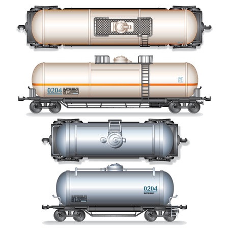 Railroad Gasoline and Oil Tank Set  Detailed Vector Illustration のイラスト素材