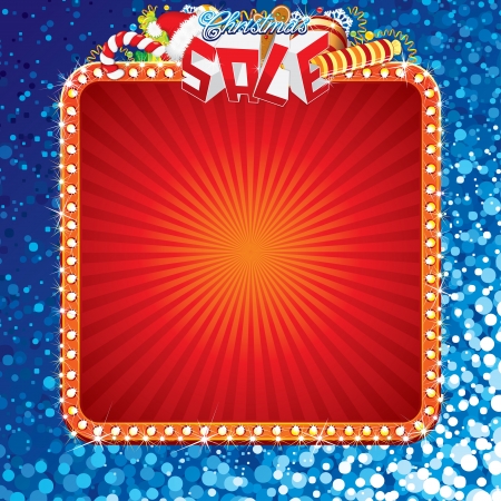 Advertising Billboard with Christmas Decoration  のイラスト素材