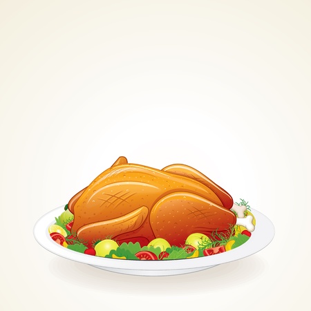 Thanksgiving Turkey with Fruits and Vegetables のイラスト素材