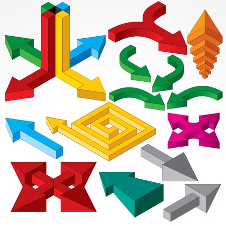 Set of Isometric Arrows and Design Elements  Vectorのイラスト素材