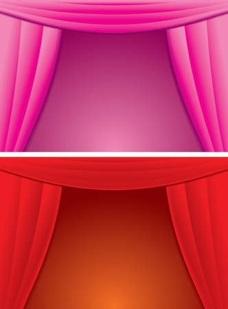 Elegance Red and Pink Curtain  Vector Illustrationのイラスト素材