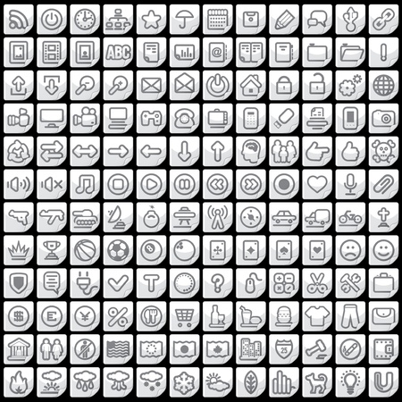 Black and White Web Icons  Vector Collectionのイラスト素材