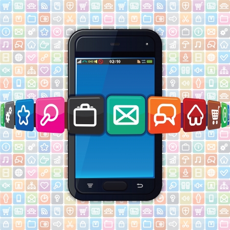Smartphone with Internet Icons  Technology Vectorのイラスト素材