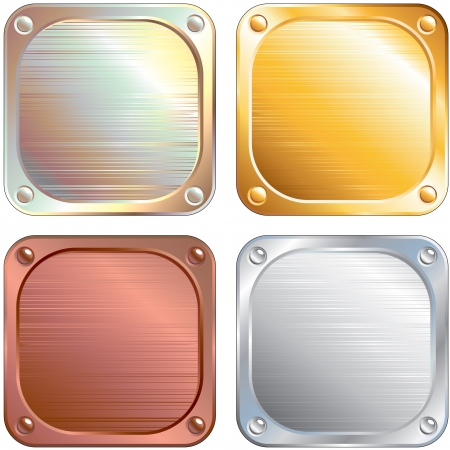 Square Metallic Plates, Signs  Vector Illustrationのイラスト素材