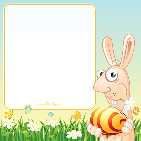 Easter Card with Funny Bunny  Cartoon Illustrationのイラスト素材