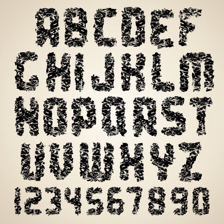 Dirty Vector Font  Grunge Letters and Numbersのイラスト素材