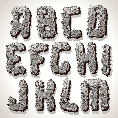 Alphabet Letter Made from Old Cracked Stone Vectorのイラスト素材