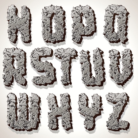 Alphabet Letter Made from Old Cracked Stone Vectorのイラスト素材