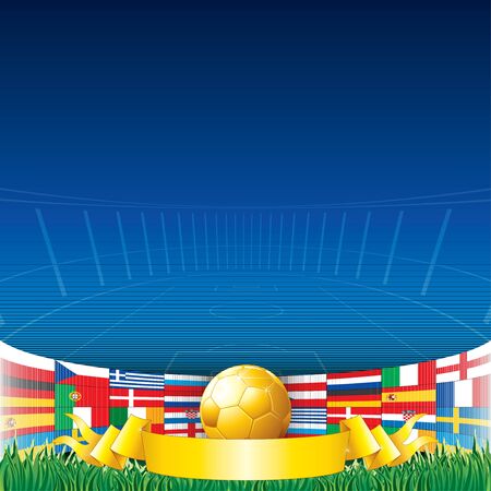Football Background with European Flagsの写真素材
