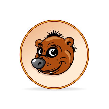 Cartoon Illustration of a Brown Bear Head のイラスト素材