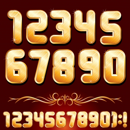 Golden Alphabet  Set of Metallic Numbers Vectorのイラスト素材