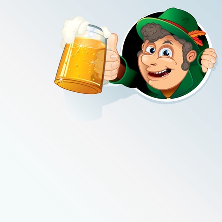 Happy Bavarian Man Hold an Oktoberfest Beer Steinの写真素材