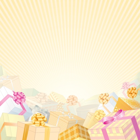 Backdrop with stack of gift boxesの写真素材