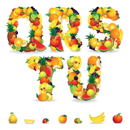 Colorful Letters from Fruit and Berries  Clip Artの写真素材