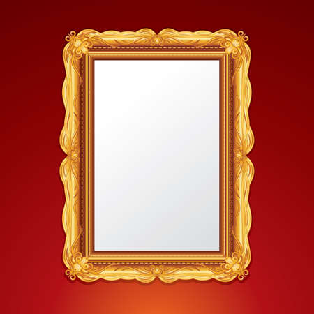 Gold Vintage Picture Frame. Illustrationの写真素材
