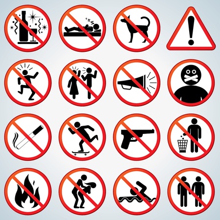 Fun Prohibited and Alerting Signsの写真素材